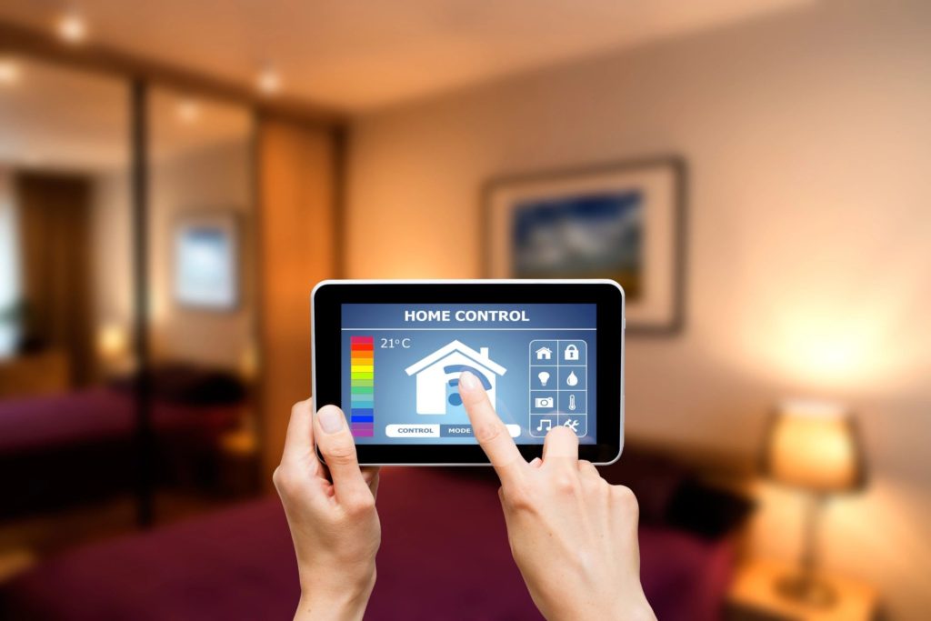 Client using tablet to control security and home automations