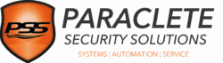 Logo of Paraclete Security Solutions featuring the acronym PSS with a shield design and the words 'Security Solutions' along with 'Systems Automation Service' below it. The color scheme includes orange, black, and white.